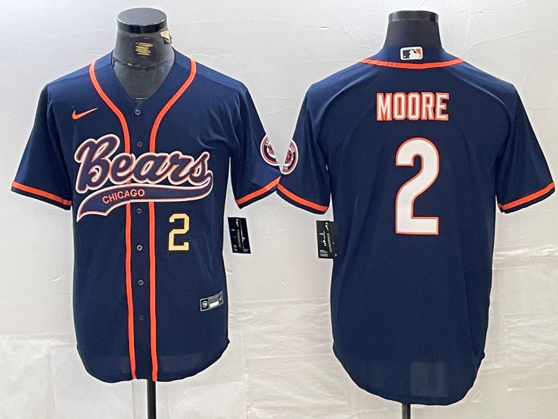 Men Chicago Bears #2 Moore Blue Joint Name 2024 Nike Limited NFL Jersey style 3->chicago bears->NFL Jersey